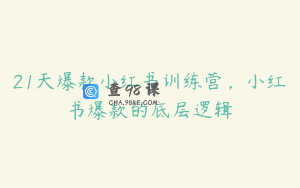 21天爆款小红书训练营，小红书爆款的底层逻辑