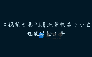 《视频号暴利撸流量收益》小白也能轻松上手