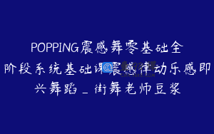 POPPING震感舞零基础全阶段系统基础课震感律动乐感即兴舞蹈_街舞老师豆浆