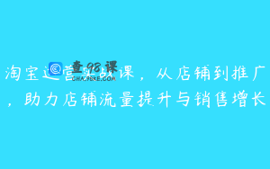 淘宝运营实战课，从店铺到推广，助力店铺流量提升与销售增长