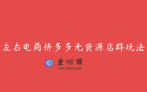 左右电商拼多多无货源店群玩法