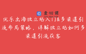 优乐出海独立站入门&多渠道引流布局策略，详解独立站如何多渠道引流获客