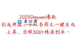 2025Deepseek爆款引流神器：小红书图文一键生成工具，日吸300+精准创业…