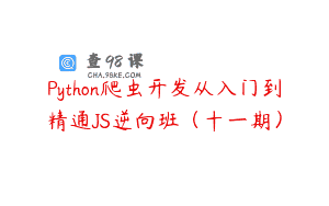 Python爬虫开发从入门到精通JS逆向班（十一期）