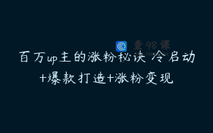 百万up主的涨粉秘诀 冷启动+爆款打造+涨粉变现