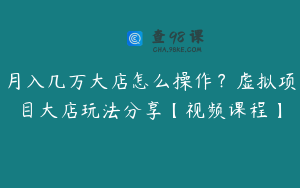 月入几万大店怎么操作？虚拟项目大店玩法分享【视频课程】