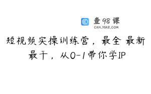 短视频实操训练营，最全・最新・最干，从0-1带你学IP
