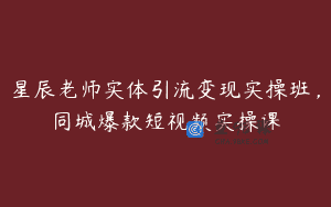 星辰老师实体引流变现实操班，同城爆款短视频实操课