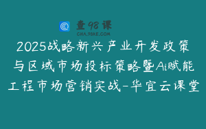 2025战略新兴产业开发政策与区域市场投标策略暨Ai赋能工程市场营销实战-华宜云课堂