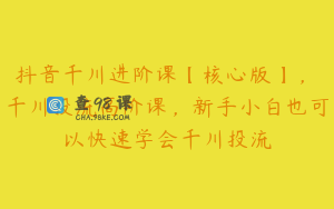 抖音千川进阶课【核心版】,千川投流高阶课,新手小白也可以快速学会千川投流