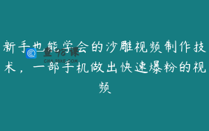 新手也能学会的沙雕视频制作技术，一部手机做出快速爆粉的视频