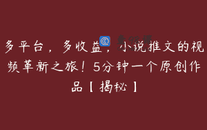 多平台，多收益，小说推文的视频革新之旅！5分钟一个原创作品【揭秘】