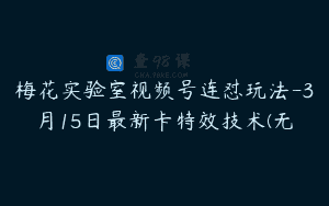 梅花实验室视频号连怼玩法-3月15日最新卡特效技术(无