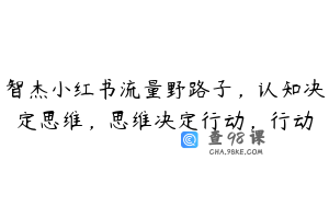 智杰小红书流量野路子，认知决定思维，思维决定行动，行动