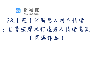 28.【完】化解男人对立情绪：自尊按摩术打造男人情绪高巢【圆满作品】