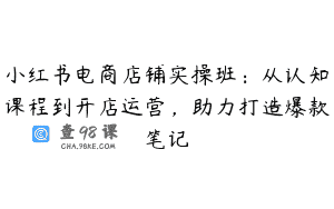小红书电商店铺实操班：从认知课程到开店运营，助力打造爆款笔记