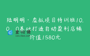 陆明明·虚拟项目特训班10.0，0基础打造自动盈利店铺 价值1580元
