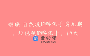 瑶瑶・自然流IP孵化手第九期，短视频IP孵化手，14天