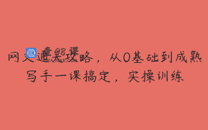 网文通关攻略，从0基础到成熟写手一课搞定，实操训练