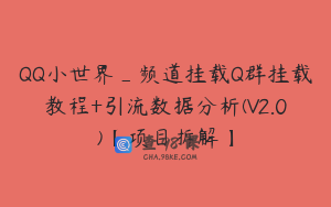 QQ小世界_频道挂载Q群挂载教程+引流数据分析(V2.0)【项目拆解】