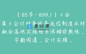 【85节-￥899.1】《合集》会计财务税务流程制度业财融合落地实操场景保姆级教练_学勤闻道_会计实操_
