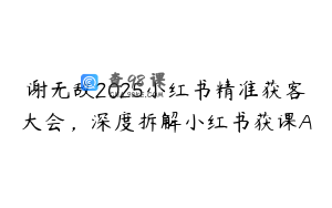 谢无敌2025小红书精准获客大会，深度拆解小红书获课A