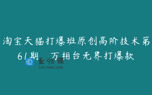 淘宝天猫打爆班原创高阶技术第61期，万相台无界打爆款