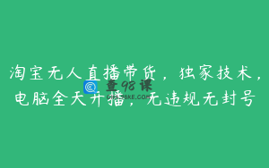 淘宝无人直播带货，独家技术，电脑全天开播，无违规无封号