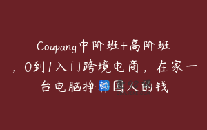 Coupang中阶班+高阶班，0到1入门跨境电商，在家一台电脑挣韩国人的钱