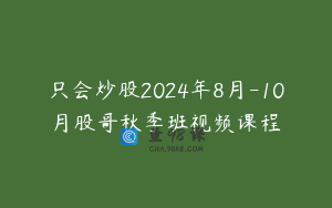 只会炒股2024年8月-10月股哥秋季班视频课程
