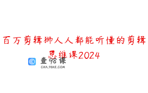 百万剪辑狮人人都能听懂的剪辑思维课2024