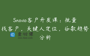 Snovio客户开发课：批量找客户，关键人定位，谷歌趋势分析