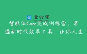 智能体Coze实战训练营，掌握新时代效率工具，让你人生