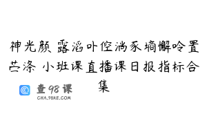 神光颜�露滔卟倥淌豕墒懈呤置苎涤�小班课直播课日报指标合集