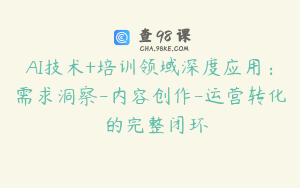 AI技术+培训领域深度应用：需求洞察-内容创作-运营转化  的完整闭环
