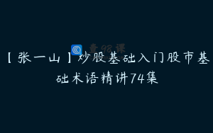 【张一山】炒股基础入门股市基础术语精讲74集