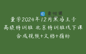 量学2024年12月黑马王子高级特训班 北京特训班线下课合成视频+文档+指标