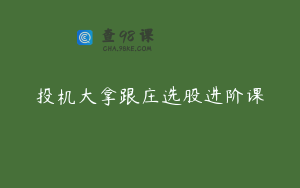 投机大拿跟庄选股进阶课