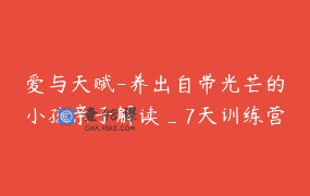 爱与天赋-养出自带光芒的小孩亲子解读_7天训练营