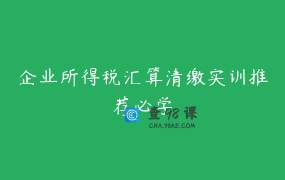 企业所得税汇算清缴实训推荐必学