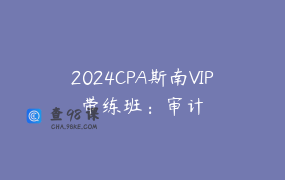 2024CPA斯南VIP带练班：审计