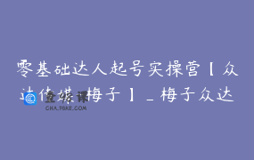 零基础达人起号实操营【众达传媒-梅子】_梅子众达传媒