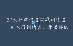 21天社群运营实战训练营丨从入门到精通，开启你的金钱绽放之旅