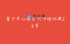 青少年心理咨询师培训课26节
