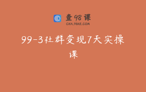 99-3社群变现7天实操课