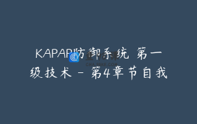 KAPAP防御系统 第一级技术 – 第4章节自我保护