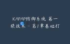 KAPAP防御系统 第一级技术 – 第1章基础打击与踢击