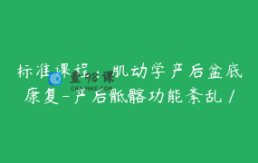 标准课程：肌动学产后盆底康复-产后骶髂功能紊乱／耻骨联合疼痛／腹直肌分离评估治疗