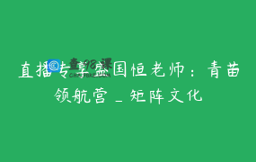 直播专享盛国恒老师：青苗领航营_矩阵文化