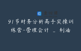 91节财务分析高手实操训练营-管理会计 _ 利涵会计
